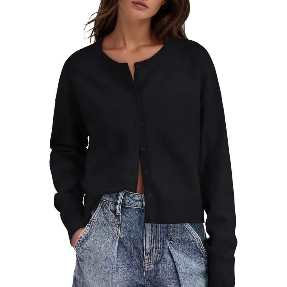 Women's Cropped Knit Cardigan Lightweight Fall Outfits Casual Chic